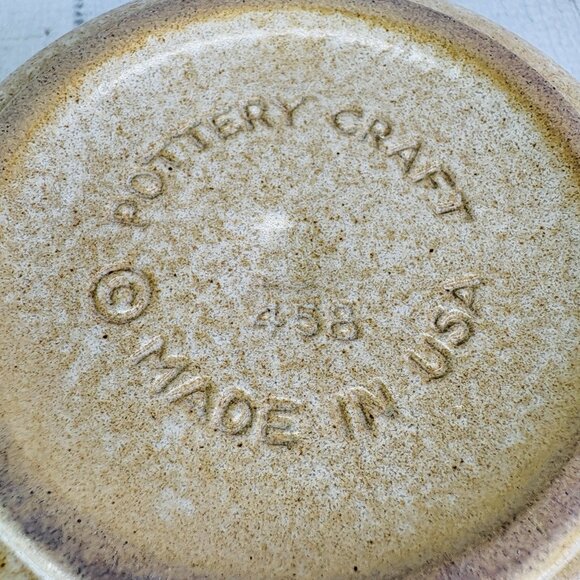 Pottery Craft USA #458 Beige Speckled Brown Stripe Ceramic Large Soup Mugs Set 3 - Picture 8 of 15